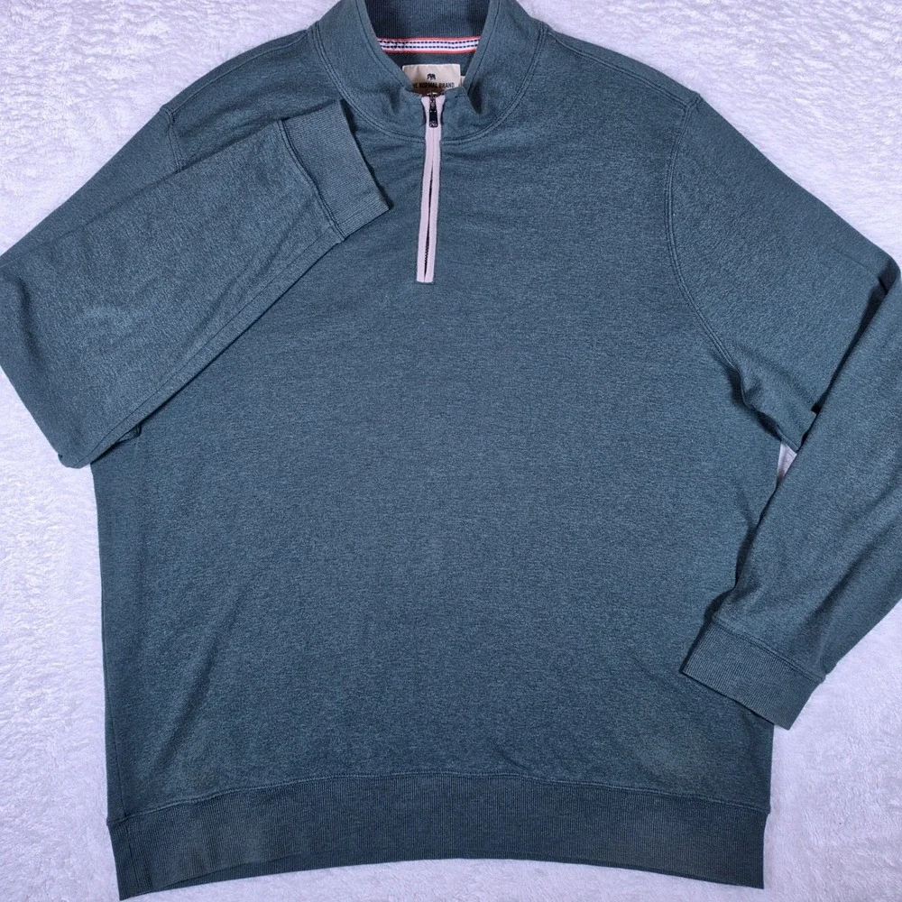 The Normal Brand 1/4 Zip Pullover Mens XXL Green Stretch L/S Mock Neck P#F23-1